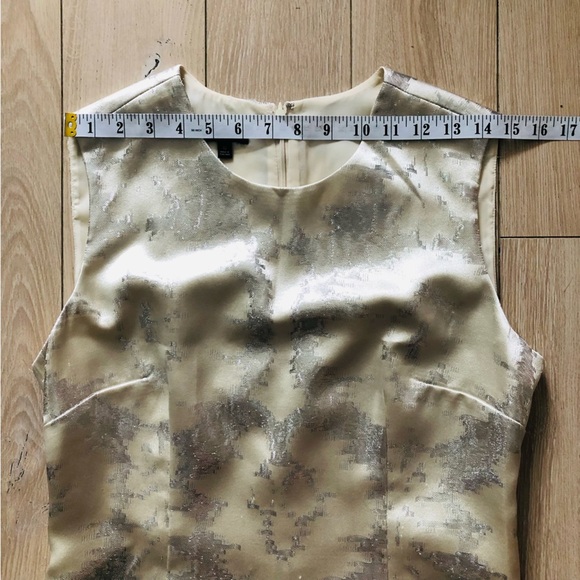 Talbots Silk Blend Metallic Detailed Dress in Cream & Silver Size 10 - Picture 9 of 13